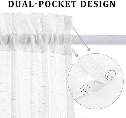 MIULEE 2 Panels 72 Inches Door Curtains with Linen Texture White