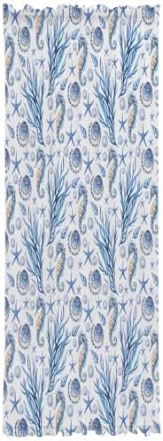 Blue Ocean French Door Curtain with Starfish and Seashell Design