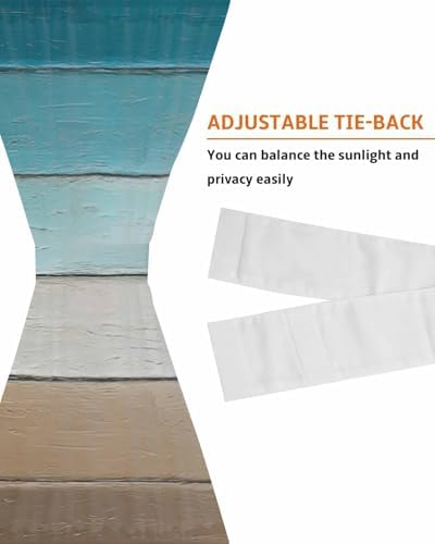 Turquoise Brown French Door Curtain with Rod Pocket