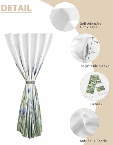 Yomandocix Botanical Flower Self Adhesive Curtains 35x54 Inches