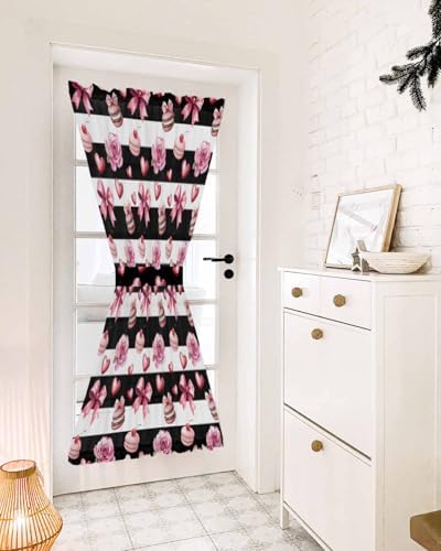 Pink Bow Rose French Door Curtain Panel