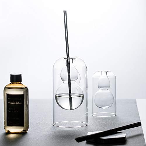 GalDal Empty Glass Fragrance Diffuser Bottles with 16pcs Black Reed Sticks 2pcs Set