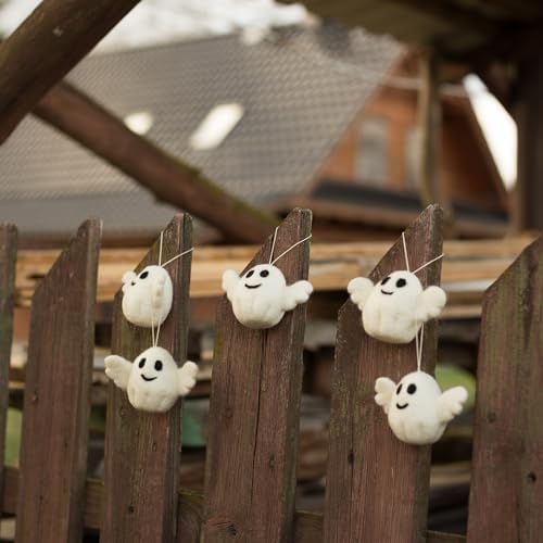 GLACIART ONE Wool Felt Ghost Halloween Decorations 5 Pack