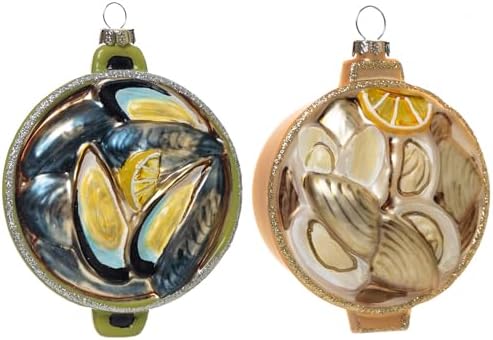 2pcs Glass Clam Oyster Seafood Pot Christmas Tree Ornaments