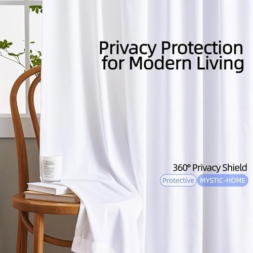 Sheer Privacy Curtains 95 Inch Length 2 Panels White Silky-Soft Tencel Velvet
