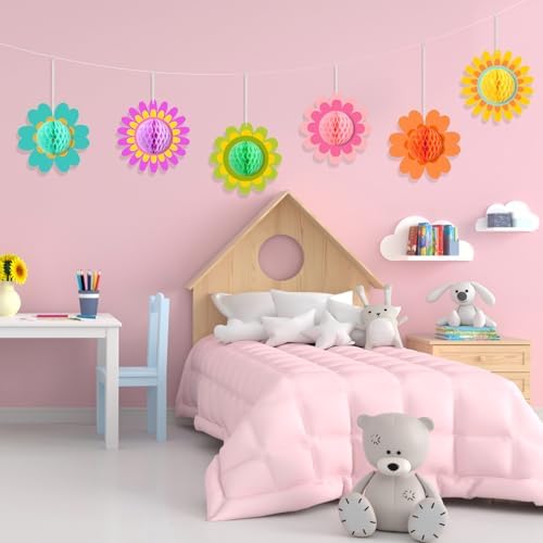 12 Pcs Daisy Honeycomb Hanging Decorations Summer Party Supplies