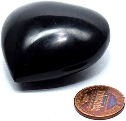 47mm Black Onyx Puffy Heart with Acrylic Stand