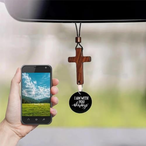 Bible Verse Car Rearview Hanging Cross Ornament - Black