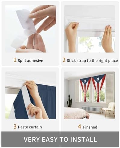 Yomandocix National Flag Puerto Rico Self Adhesive Curtains for Windows