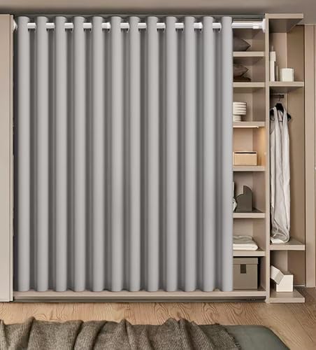 AiFish Grey Grommet Door Curtain 78 Inch Thermal Insulated Panel