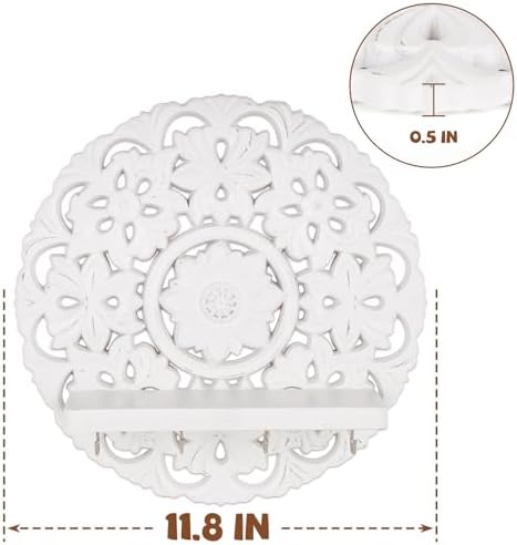 Multipurpose Floating Wall Shelf with Key Hooks