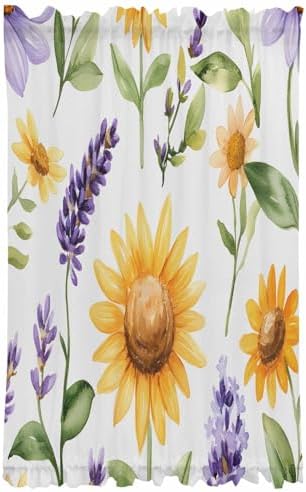French Door Curtain with Sunflower and Lavender Design