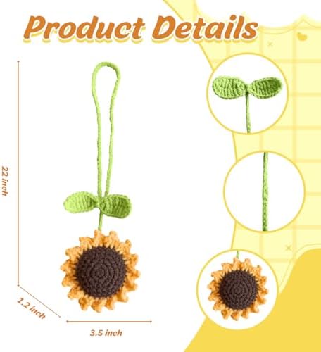 Handmade Crochet Daisy Car Hanging Decor Set