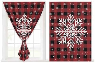 Christmas Red Black Checkered Self Adhesive Curtains for Windows