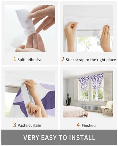 Yomandocix Purple Ombre Self Adhesive Blackout Curtains 35x48 Inches