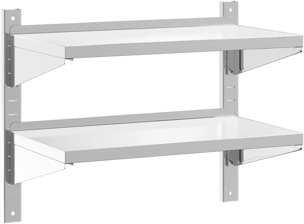 vidaXL Wall Shelf Silver Stainless Steel 295 x 157 x 236 in
