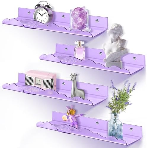 Rainbow Acrylic Floating Shelves 4 Pack Purple