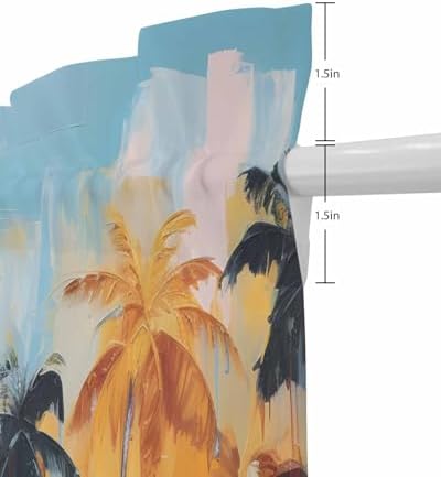 Front Door Curtain with Tiebacks Semi Sheer Abstract Art Design