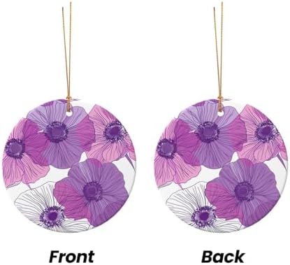 Purple Anemone Ceramic Christmas Ornaments Hanging Decor