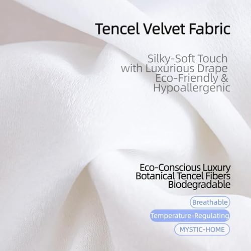 Sheer Privacy Curtains 95 Inch Length 2 Panels White Silky-Soft Tencel Velvet