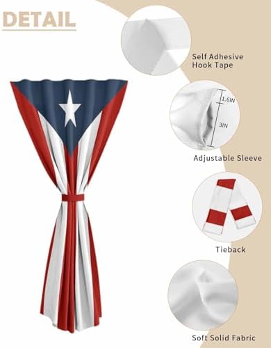 Yomandocix National Flag Puerto Rico Self Adhesive Curtains for Windows