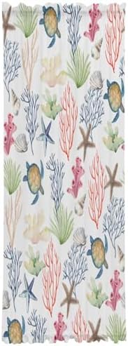 Summer Ocean Coral Front Door Curtain with Tiebacks