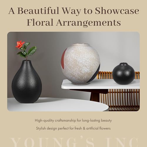 Youngs Inc Ceramic Flower Vase Bee Happy White