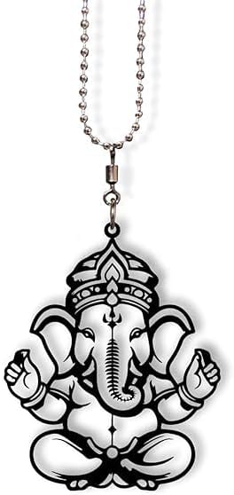 Ganesha Car Mirror Hanging Ornament Black White