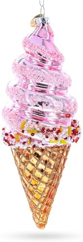 Pink Ice Cream Blown Glass Christmas Ornament 1