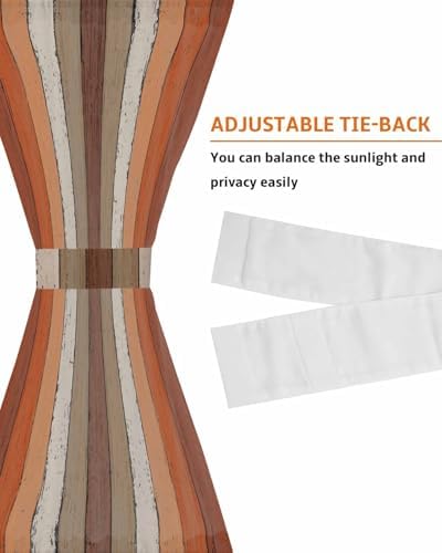 Orange Brown French Door Curtain with Tieback