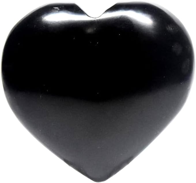 Black Onyx Heart Puffy Stone with Stand - Peru