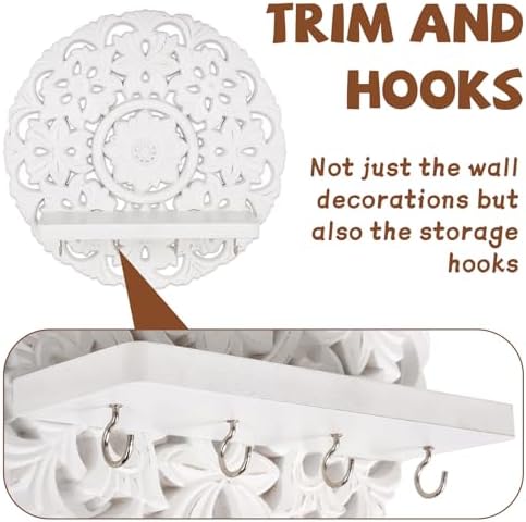 Multipurpose Floating Wall Shelf with Key Hooks