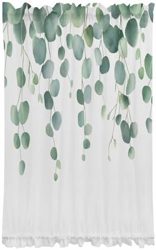 Spring Green Eucalyptus Leaf Door Curtains 54x40 Inch