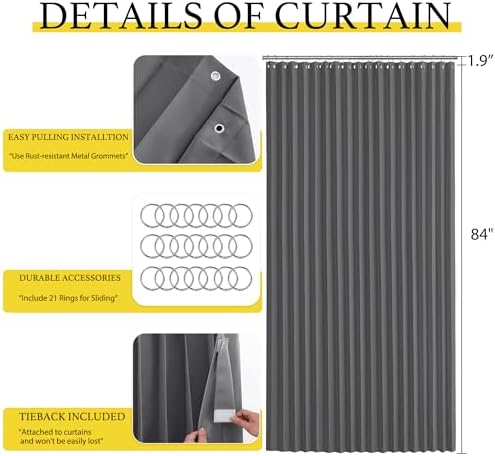 NICETOWN Blackout Curtain Panel 100 Wide 84 Long
