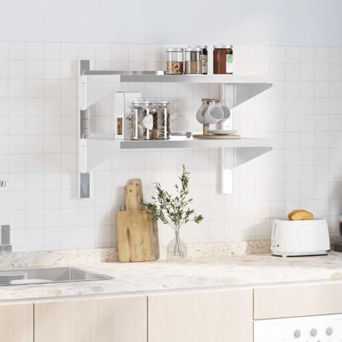 vidaXL Wall Shelf Silver Stainless Steel 295 x 157 x 236 in