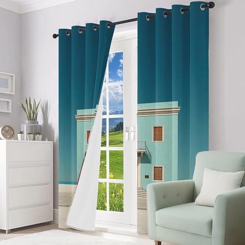 European Doorway Curtains 84 Inch Long with Grommet 2 Panel Set