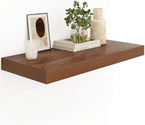 12 Inch Deep Floating Shelf Wall Mount Walnut Set of 1