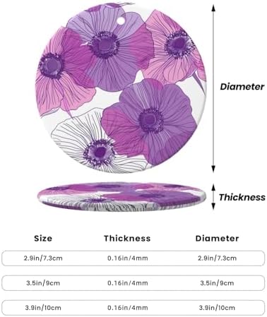 Purple Anemone Ceramic Christmas Ornaments Hanging Decor