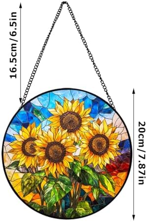 Sunflower Stained Glass Ornament 20cm Kitchen Decor for Home
