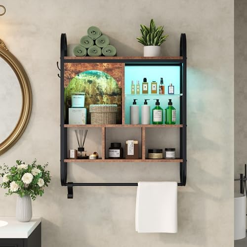 29 Inch Kitchen Shelves Wall Mounted with Lights 4 Tier