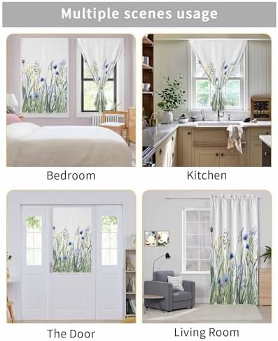 Yomandocix Botanical Flower Self Adhesive Curtains 35x54 Inches