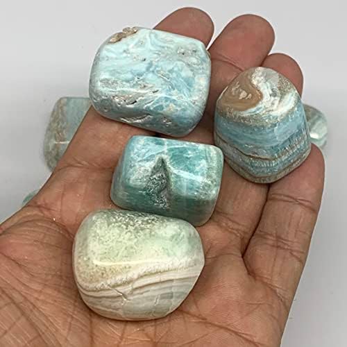 Natural Blue Aragonite Tumbled Stones 9pcs From Afghanistan