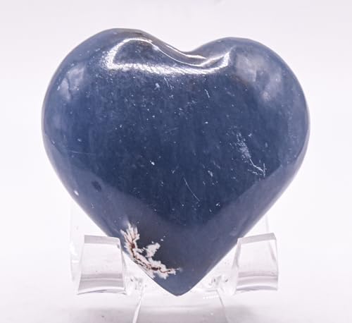 55mm Blue Angelite Heart with Stand - Peru