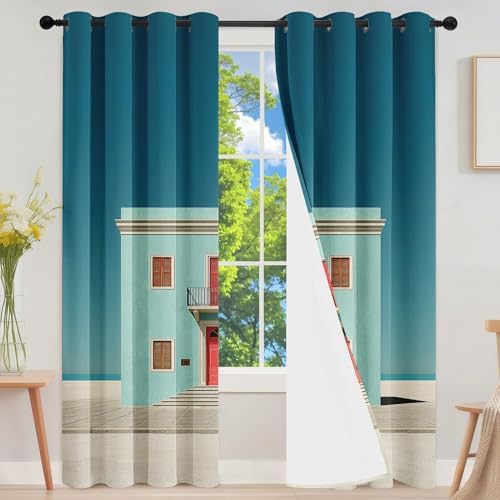 European Doorway Curtains 84 Inch Long with Grommet 2 Panel Set