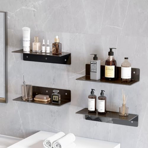 12 Inch Black Acrylic Floating Shelves 4 Pack