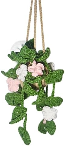 TAPHOA Plant Car Accessory - Heart Leaves Hanging Mirror Ornament