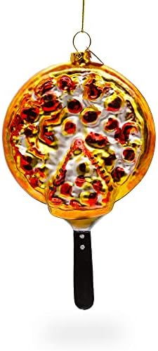 Tasty Pizza Pan Blown Glass Christmas Ornament 1