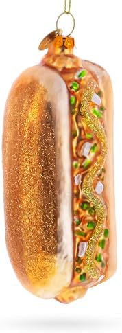 Savory Hot Dog Delight Blown Glass Ornament