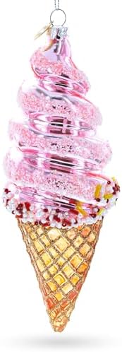 Pink Ice Cream Blown Glass Christmas Ornament 1