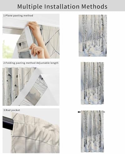Christmas Tree Self Adhesive Portable Curtains for Windows
